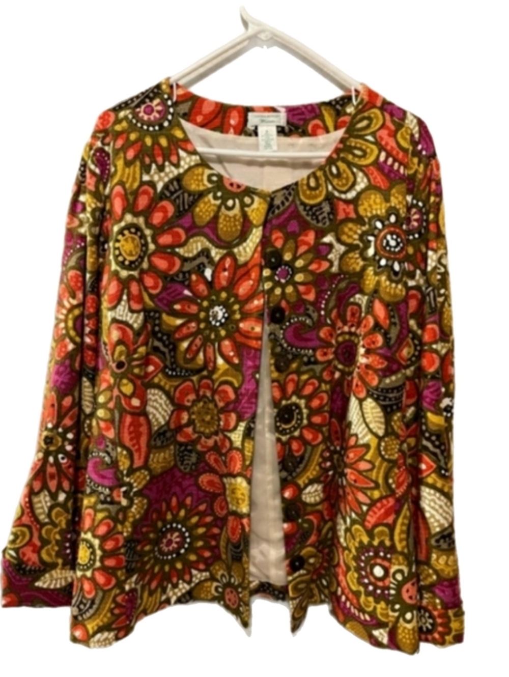 LAURA ASHLEY Womens 3XL Jacket Spring Garden Lined Pink Floral Boho.
